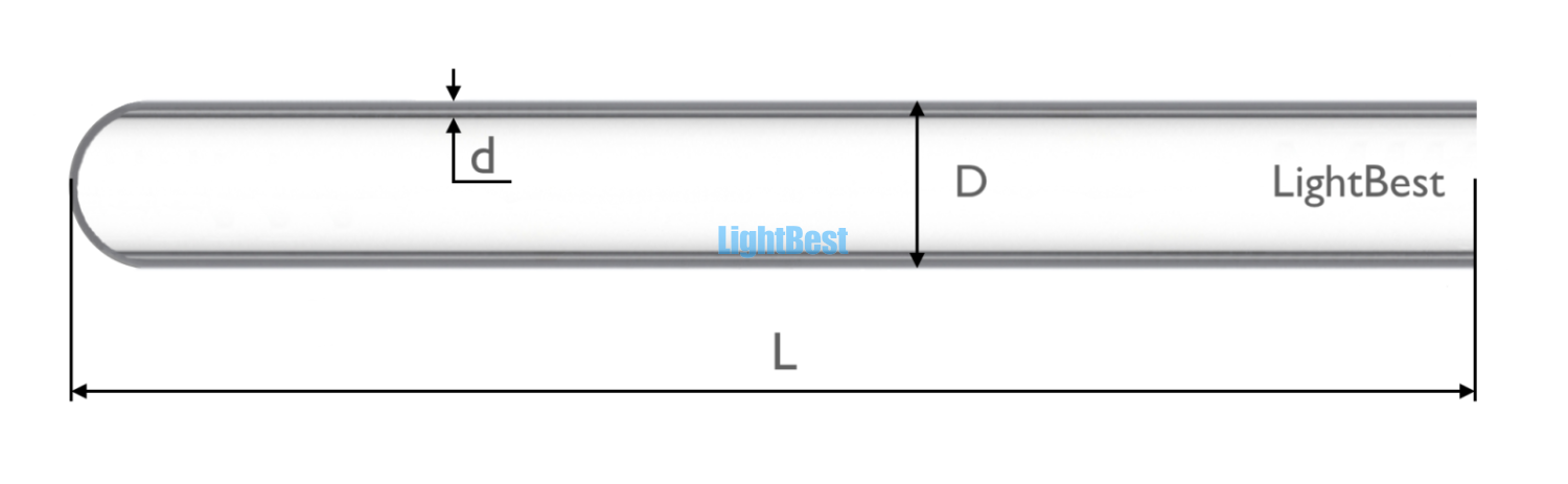 Кварцевая колба LightBest 50x2x1637 откр/закр