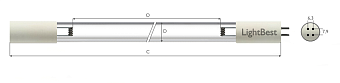 Лампа бактерицидная LightBest GPH 262T5L/4P 12W 0,3A (NLR 1520, P-1512W)