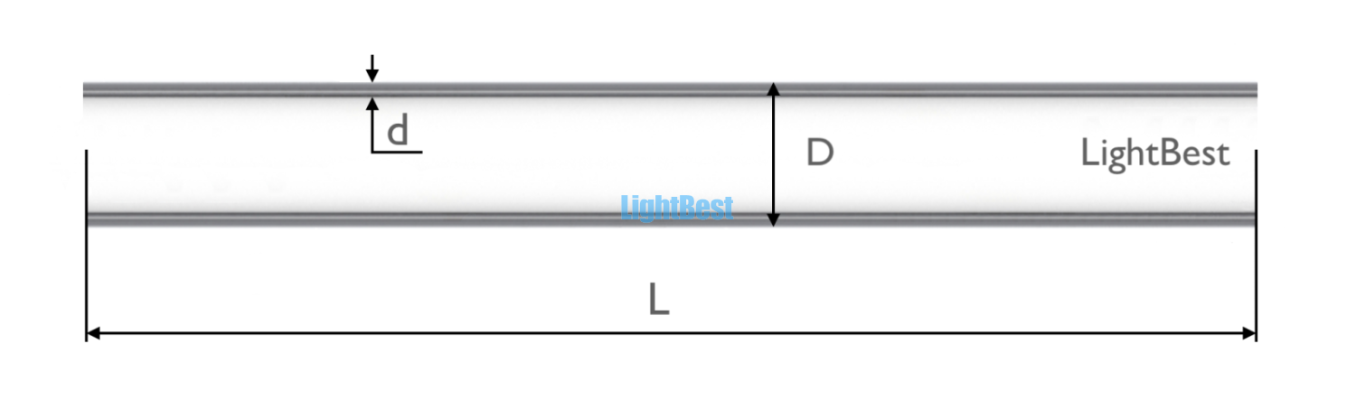 Кварцевая колба LightBest 52x3x1235+5 откр/откр