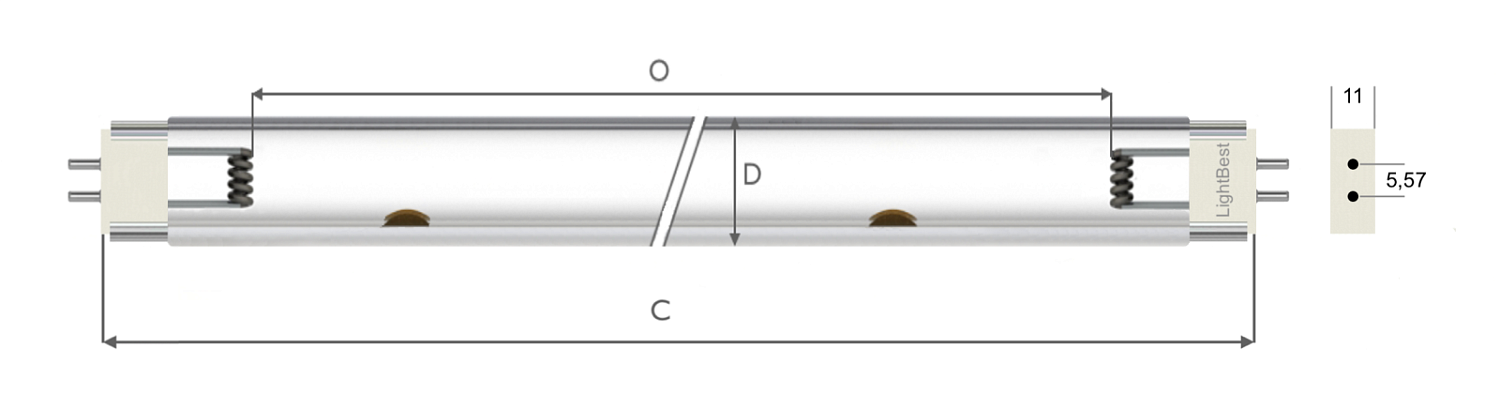 Лампа амальгамная LightBest GPHHVA 971D26 G5,57 165W 2,8A 