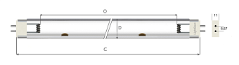 Лампа амальгамная LightBest GPHHVA 971D26 G5,57 165W 2,8A (SLR 2690, P-26160W)