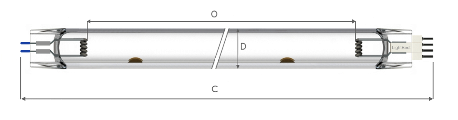 Лампа амальгамная LightBest GPHHVA 1536D32 580W 5,0A 