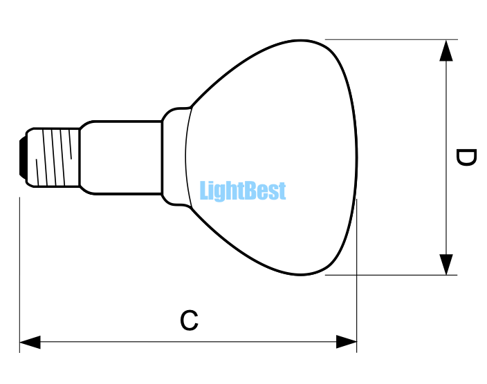 Лампа инфракрасная LightBest ERK R125 375W E27 Clear