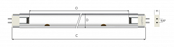 Лампа амальгамная LightBest GPHVA 1200D25 G5,57 185W 2,3A 